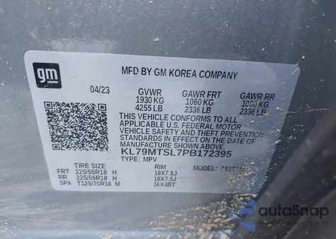 2023 Chevrolet Trailblazer Fwd Rs z USA, uszkodzony, nr VIN KL79MTSL7PB172395